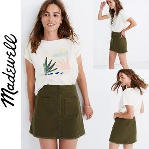 Madewell Green Raw-Hem A-Line Mini Skirt